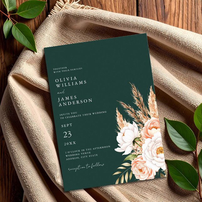 Invitación Boda floral de la Moda Emerald Green Boho (Subido por el creador)