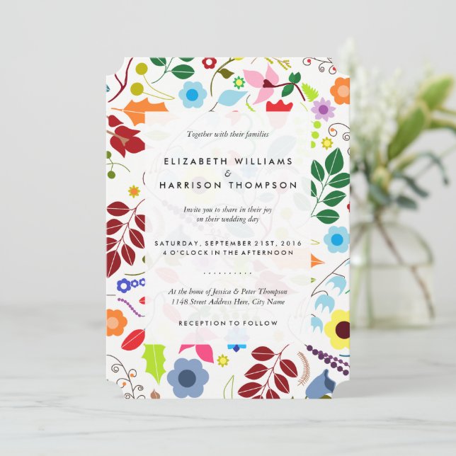 Invitación Boda floral de la Moda moderna del Boho (Anverso de pie)