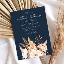 Invitación Boda floral de la Moda Navy Blue Boho