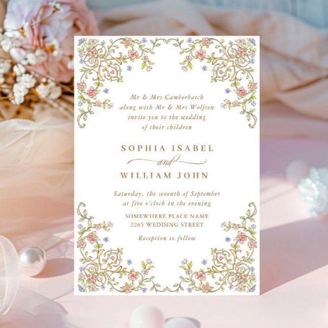 Invitación Boda Floral de la orden victoriana Grace Pastel (Subido por el creador)