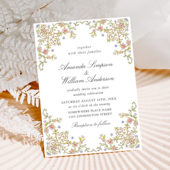 Invitación Boda Floral de la orden victoriana Grace Pastel (Subido por el creador)