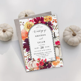 Invitación Boda floral de la piel de calabaza blanca