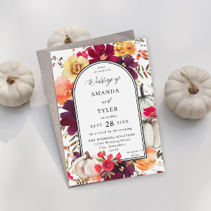 Invitación Boda floral de la piel de calabaza blanca
