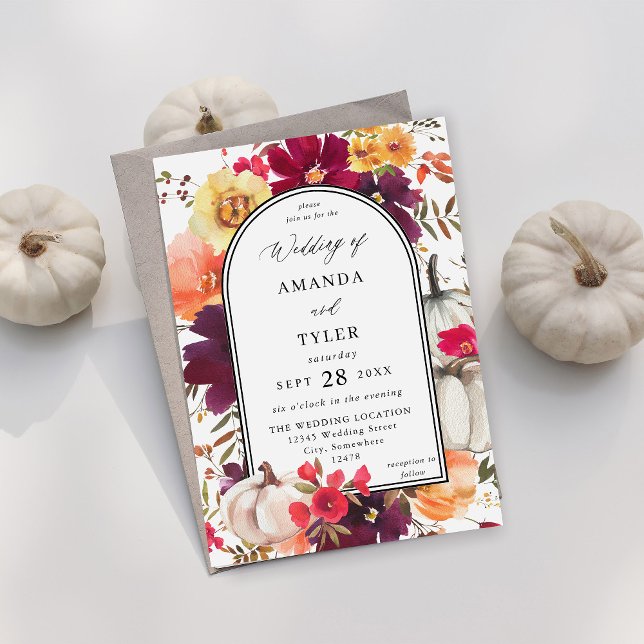 Invitación Boda floral de la piel de calabaza blanca (Subido por el creador)