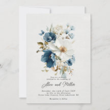 Boda floral de la pintura azul y blanca