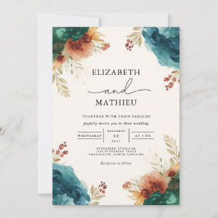 Invitación Boda Floral de la sangre de Moody