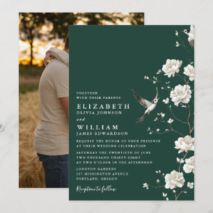 Invitación Boda floral de la serie verde esmeralda Chinoiseri