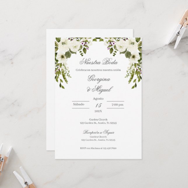 Invitación Boda floral de la vegetación española (Anverso/Reverso In Situ)