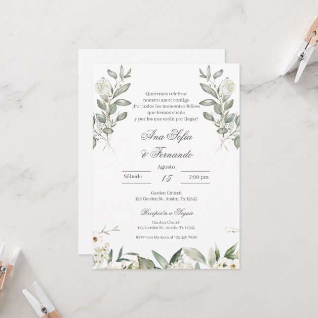 Invitación Boda floral de la vegetación española (Anverso/Reverso In Situ)