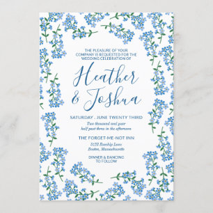 Invitación Boda floral de las nomeolvides bonitas