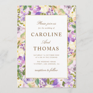 Invitación boda floral de lavanda