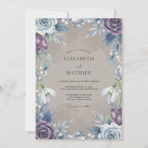 Invitación Boda floral de lavanda azul