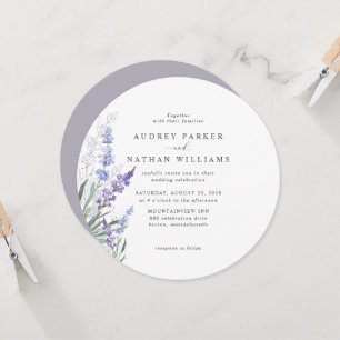 Invitación Boda floral de lavanda de color acuático romántico