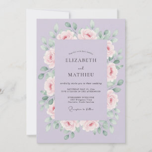Invitación Boda floral de lavanda dichosa
