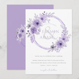 Invitación Boda floral de lavanda elegante con monograma