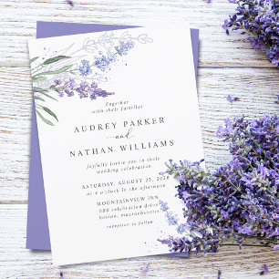Invitación Boda floral de lavanda en acuarela romántica