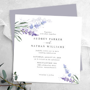 Invitación Boda floral de lavanda en acuarela romántica