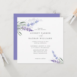 Invitación Boda floral de lavanda en acuarela romántica