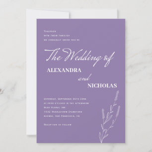 Invitación Boda floral de lavanda Minimalista moderna