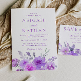Invitación Boda floral de lavanda morada y espléndida