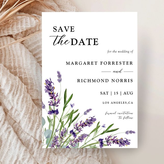 Invitación Boda Floral De Lavanda Púrpura Salva La Fecha (Subido por el creador)