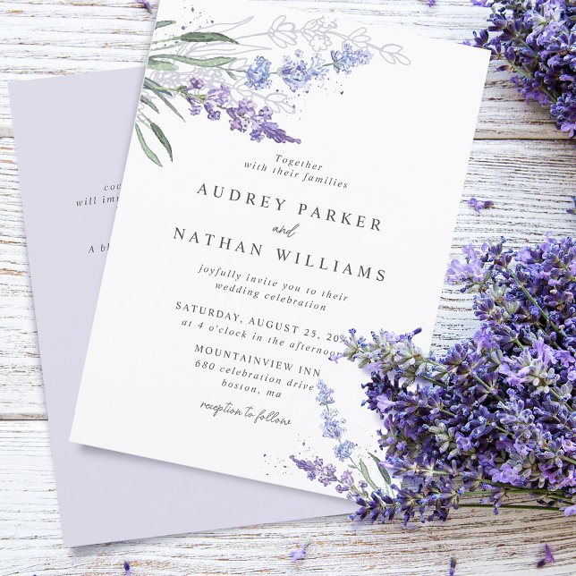 Invitación Boda floral de lavanda romántica con detalles (Subido por el creador)