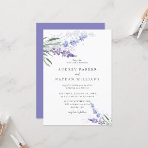 Invitación Boda floral de lavanda romántica con detalles