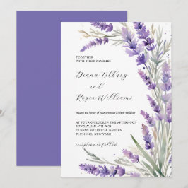 Invitación Boda Floral de Lavanda Rústica
