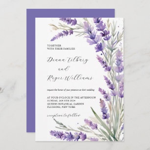 Invitación Boda floral de lavanda rústica