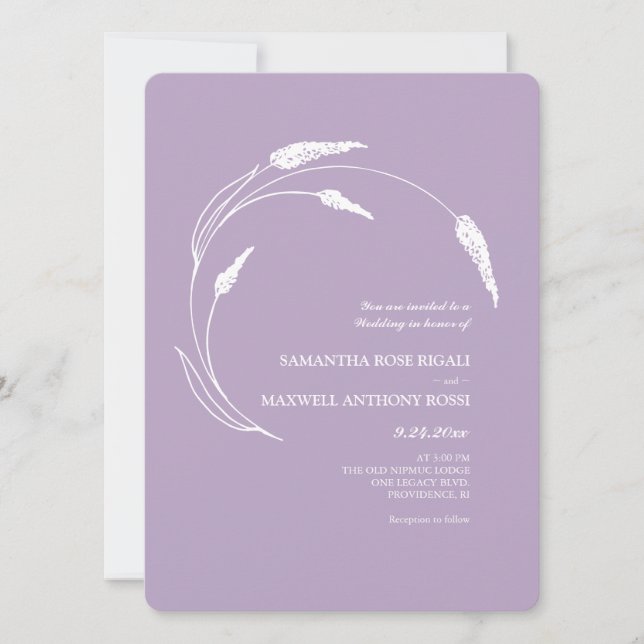 Invitación Boda floral de lavanda simple (Anverso)