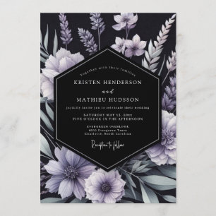 Invitación Boda floral de lavanda tinta