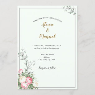 Invitación Boda floral de lavanda verde
