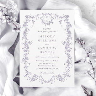 Invitación Boda floral de lavanda victoriana francesa clásica