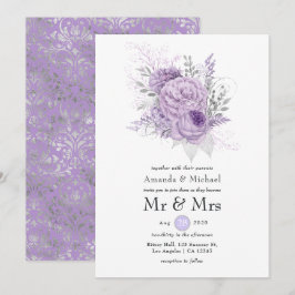 Invitación Boda floral de lavanda y plata