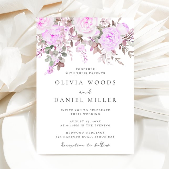Invitación Boda Floral de Lavender y Violet (Subido por el creador)