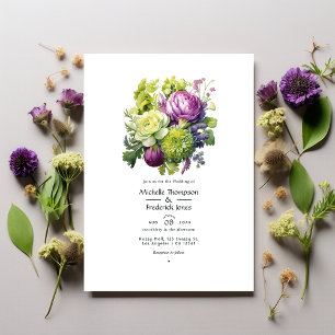Invitación Boda floral de lima y violeta