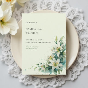 Invitación Boda floral de lirio de valle verde salvia