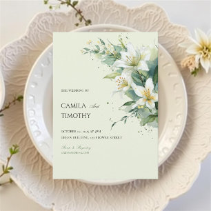 Invitación Boda floral de lirio de valle verde salvia