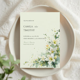 Invitación Boda floral de lirio del valle en verde salvia