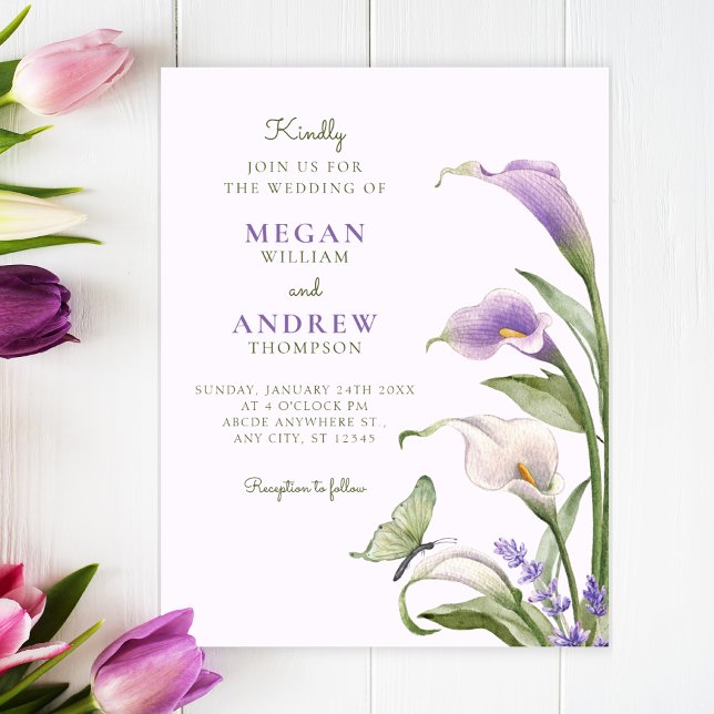 Invitación Boda floral de lirio púrpura (Subido por el creador)
