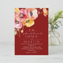 Invitación Boda floral de los pimientos rojos marrones modern