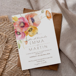 Invitación Boda floral de los pipetas rojas modernos