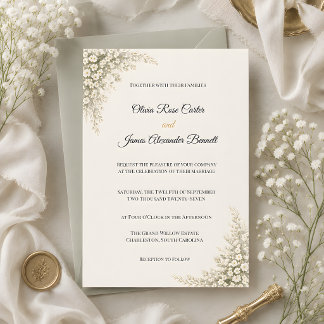 Invitación Boda floral de lujo con aliento de bebé