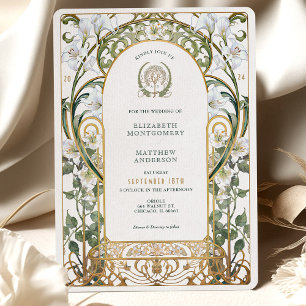Invitación Boda floral de lujo con lirio de Calla en oro anti