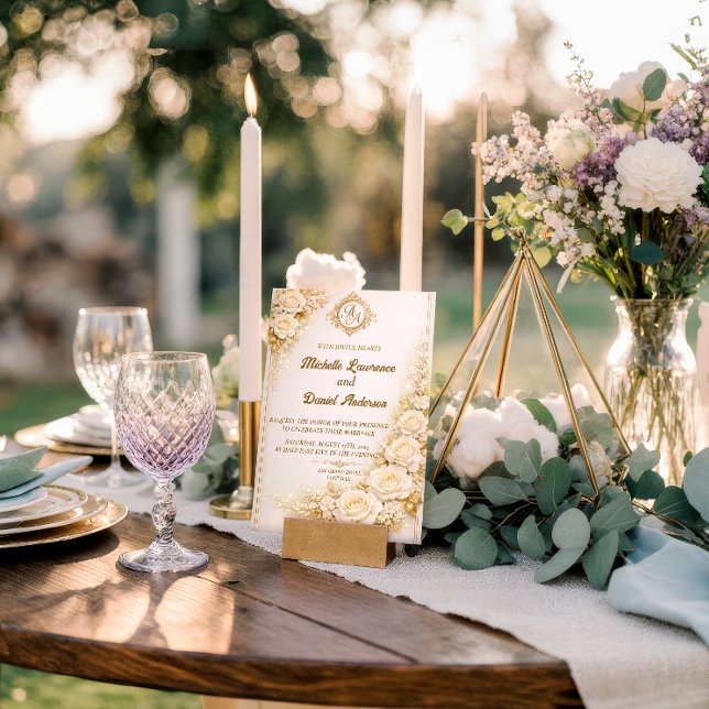 Invitación Boda floral de lujo con monograma (Subido por el creador)