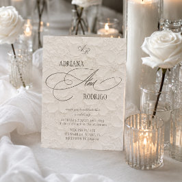 Invitación Boda floral de lujo con monograma