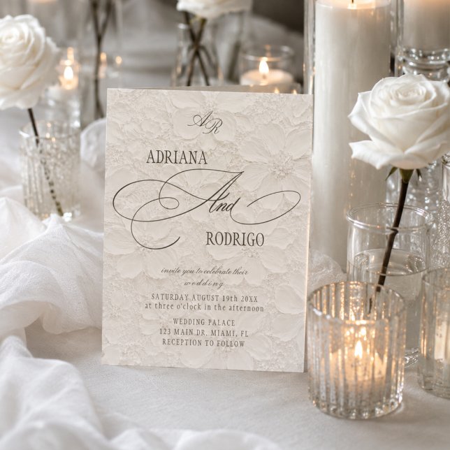 Invitación Boda floral de lujo con monograma (Subido por el creador)