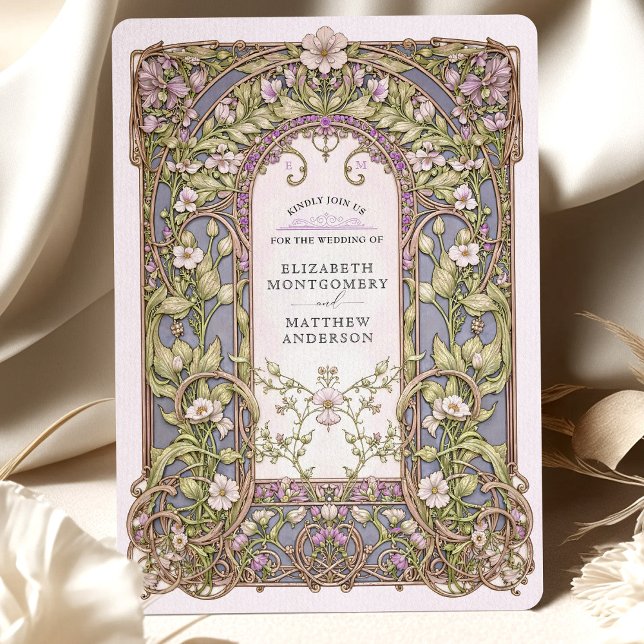 Invitación Boda floral de lujo de estilo Art Nouveau (Subido por el creador)