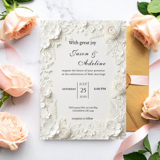 Invitación Boda floral de lujo moderna (Subido por el creador)