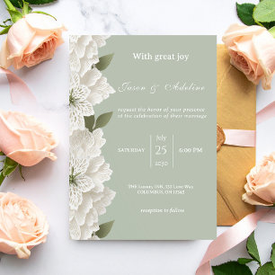 Invitación Boda floral de lujo moderna en verde salvia